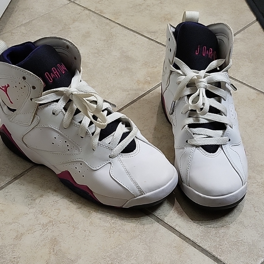 Jordan White and Pink Sneakers High-Top Style